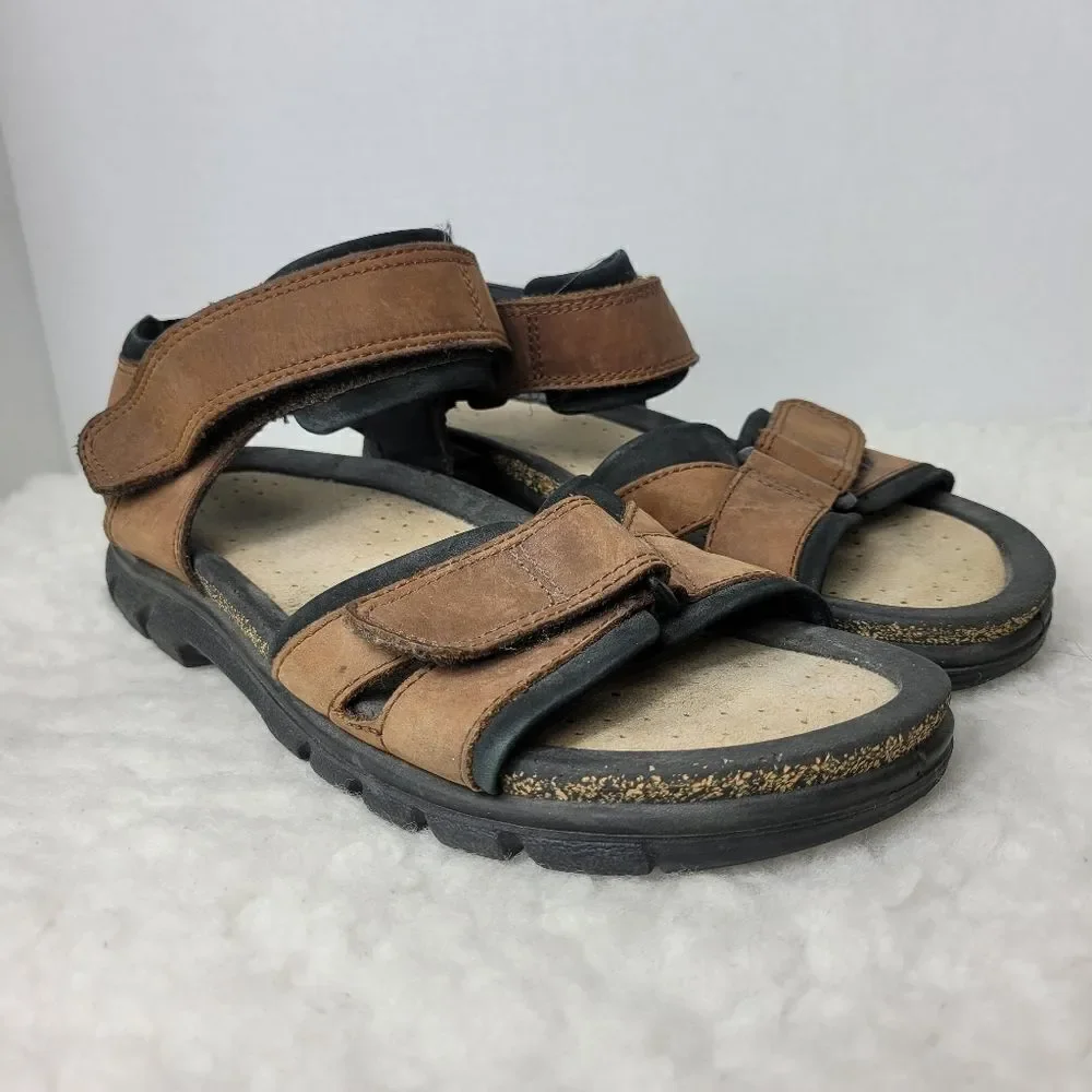 ECCO Cosmo Men's Size 9 Sandals  Brown Leather Shoes